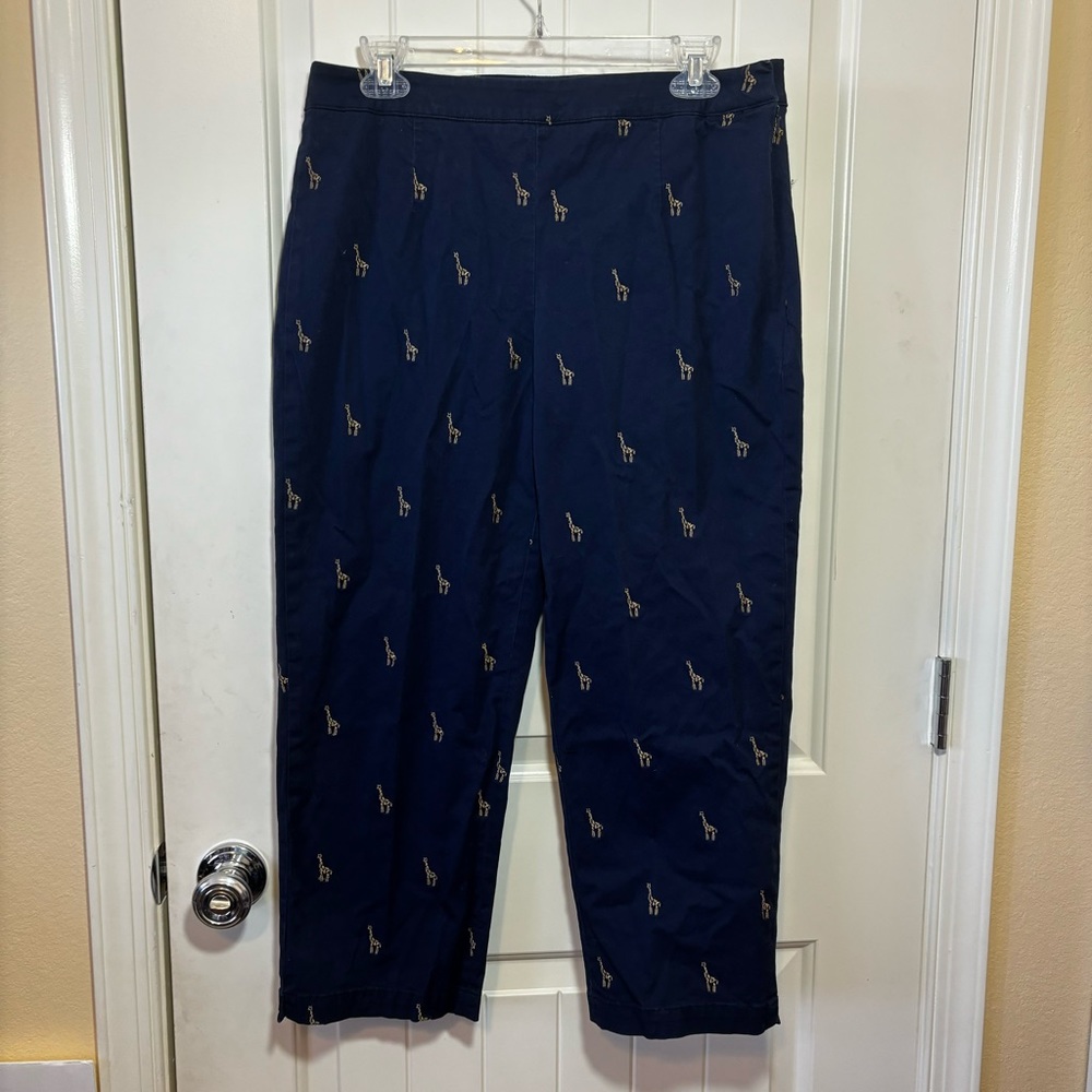 Coldwater Creek Giraffes Capri Pants Embroidered Size 10  B2